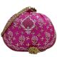 Magenta Pink Chikankari Silk Round Potli Bag for Women
